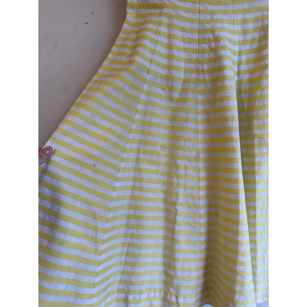 Vintage 40s 50s yellow striped Peter Pan collar dress - Picture 7 of 10